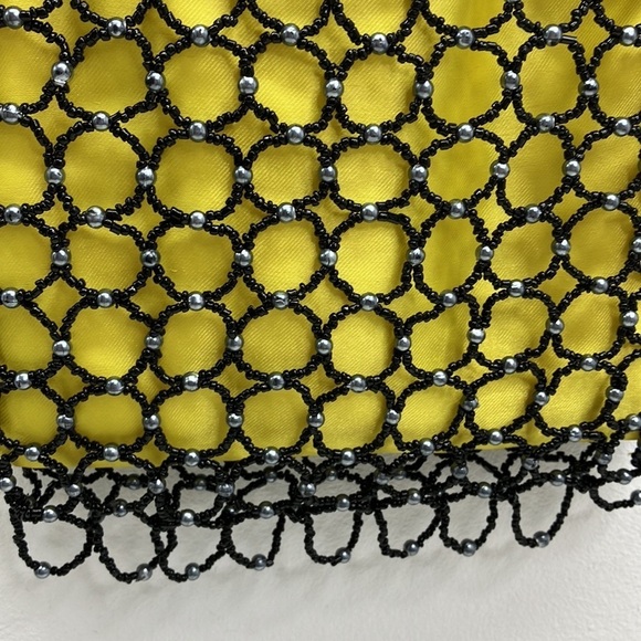 Black and Yellow Beaded Satin Bag preowned - Picture 3 of 7